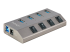 StarTech.com 4-Port Self-Powered USB-C Hub with Individual On/Off Switches, USB 3.0 5Gbps Expansion Hub w/Power Supply, Desktop/Laptop USB-C to USB-A Hub, 4x BC 1.2 (1.5A), USB Type C Hub - Venstre vinkel